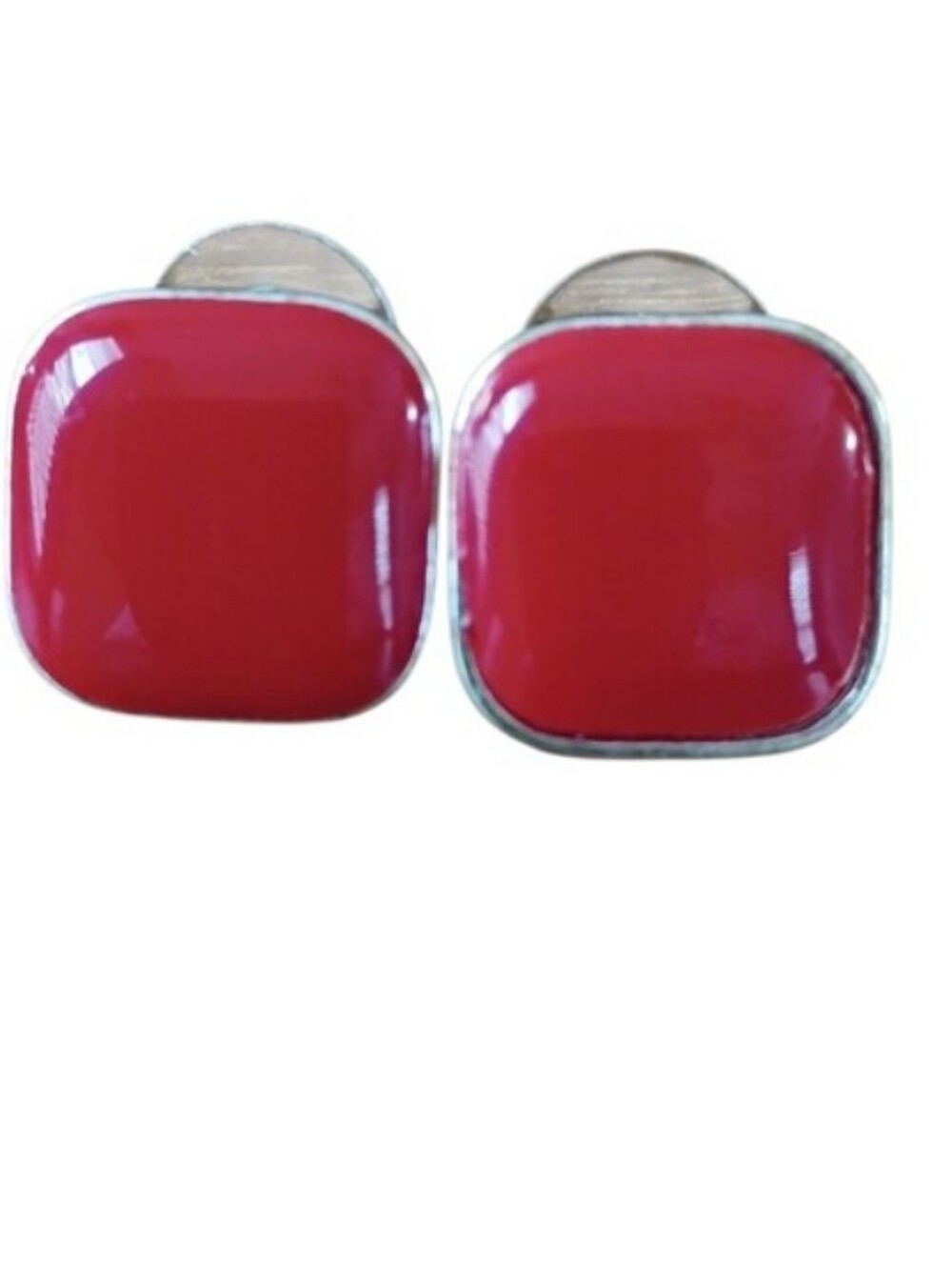 Square Red Earrings